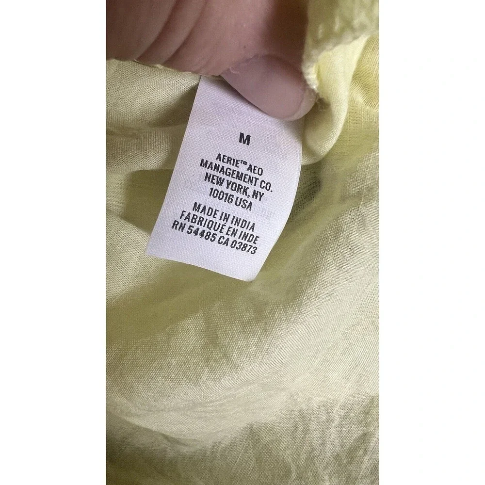 AERIE‎ FLORLA RUFFLE yellow shirt lace and floral Sz M - Picture 6 of 8